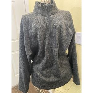 Eddie Bauer Pullover Sweater Mens Large Gray Quarter 1/4 Zip Jacket Mock Collar
